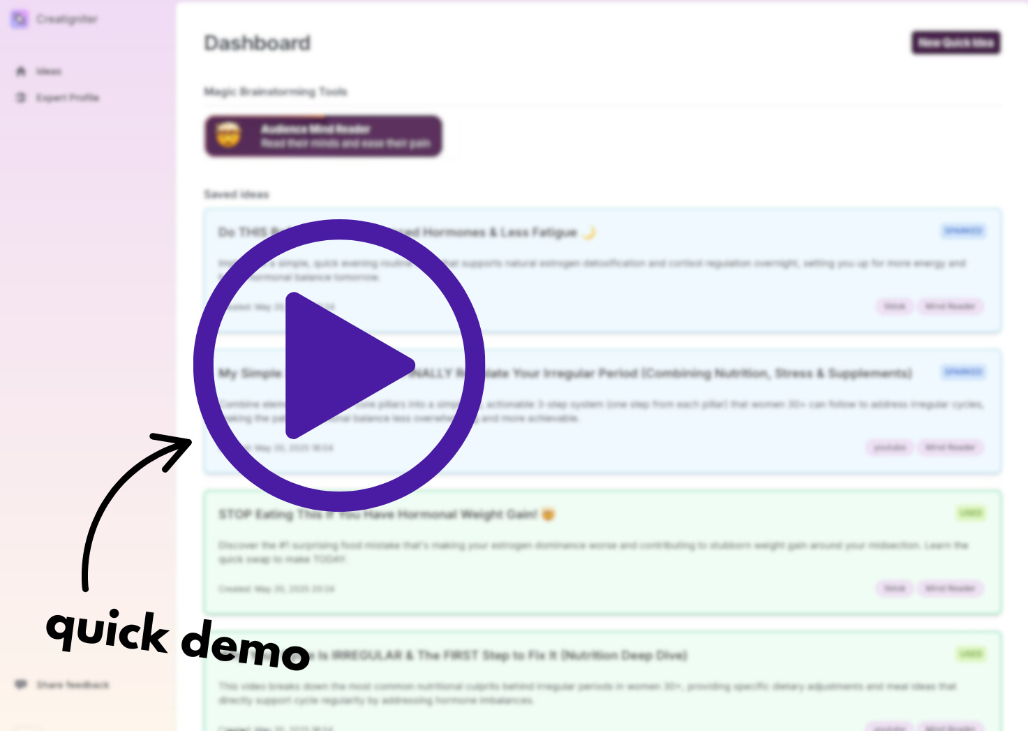 Quick demo video of Creatigniter